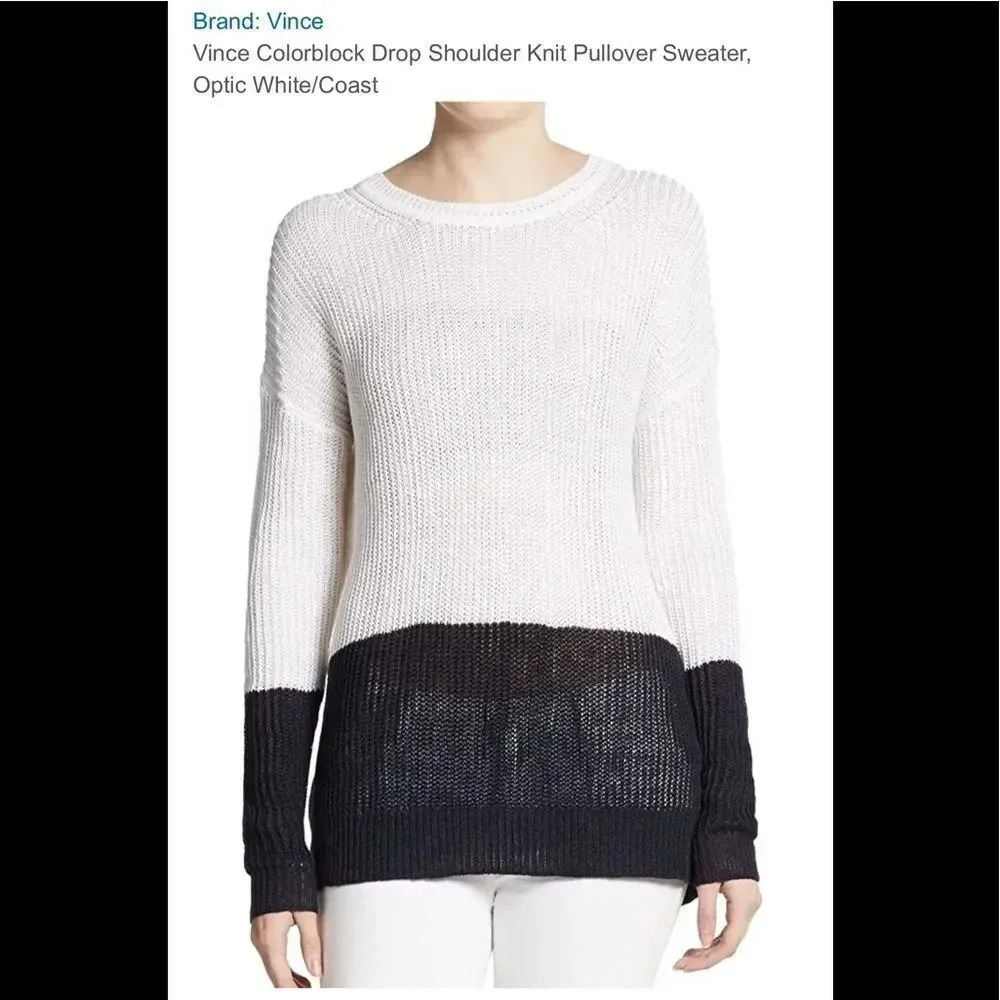 Vince Colorblock Drop Shoulder Knit Pullover - Picture 11 of 13